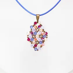 Pendant 40cm - Terence Rhombus S-Lavender Leather - Pendant 40cm - Laiton bronze